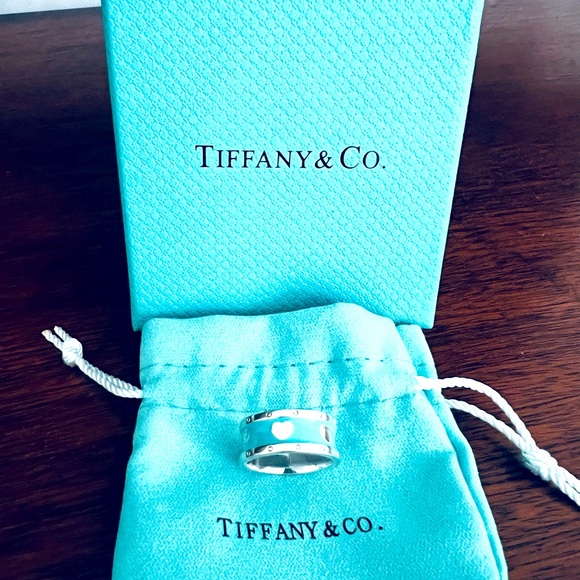 Tiffany & Co Blue Enamel Heart Ring - Picture 2 of 5